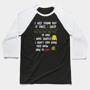 Funny Knitting Joke It Takes 5 Sheep Baseball T-Shirt